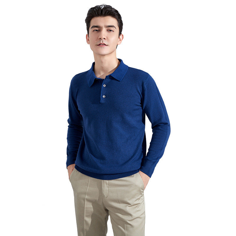 Men's fine long sleeve polo shirt made of fine knit with 3-button placket and slim fit Mune Fashion