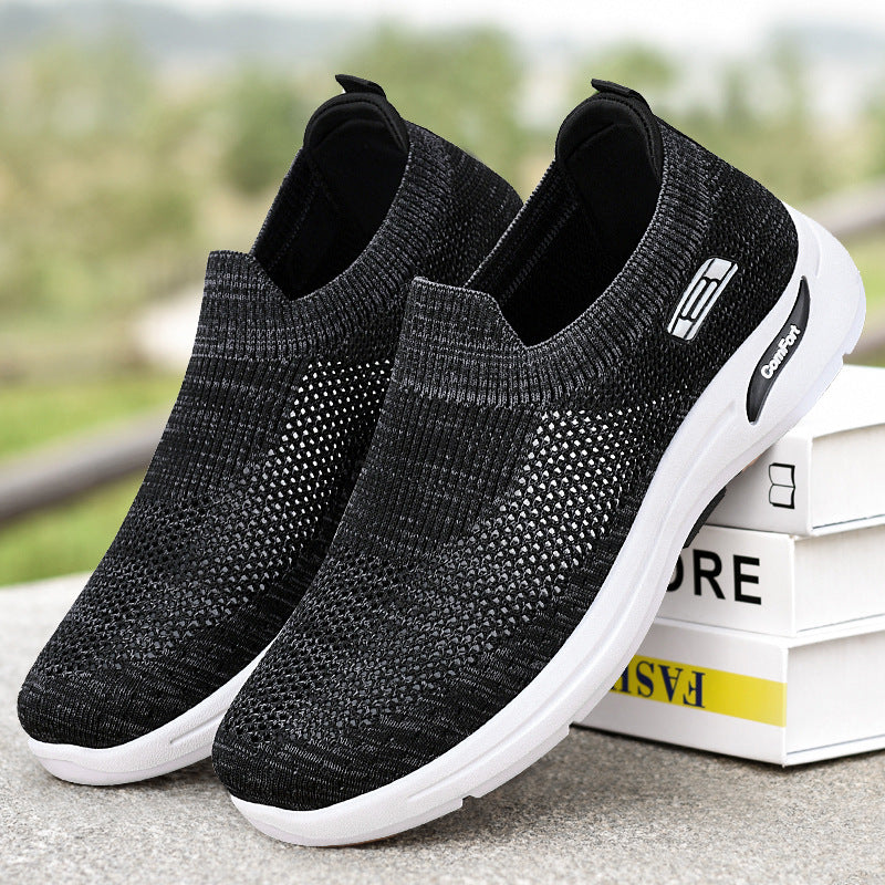 Ladies seamless knit slip-on everyday walker with elastic ankle shaft and shock-absorbing air cushion midsole Mune Fashion
