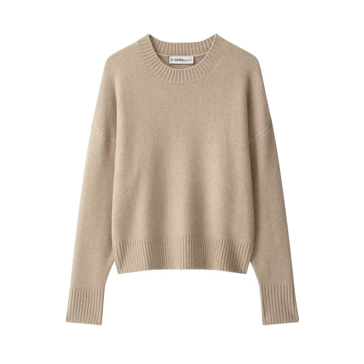 Women Fine Oversize Sweater with Round Neck and Extended Rib Cuffs Drune