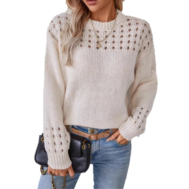Women’s Fashion Knit Sweater with Lace Pattern