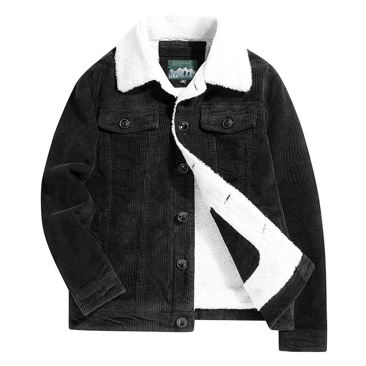 Men's fine cord trucker jacket with cozy Sherpa lining and chest pockets Mune Fashion