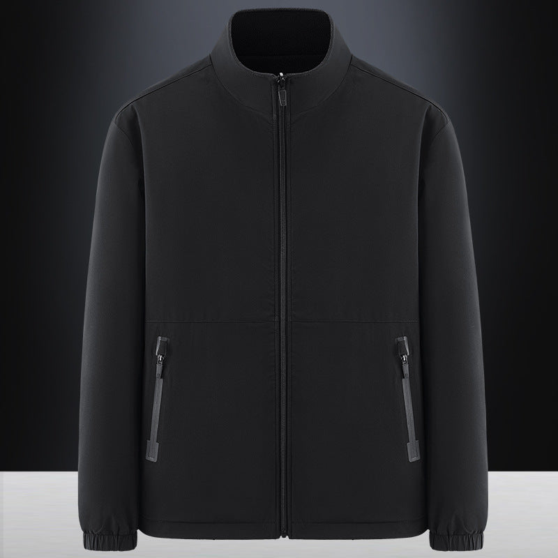Men's minimalist technical all-weather softshell jacket with stand-up collar and water-repellent zippers Mune Fashion