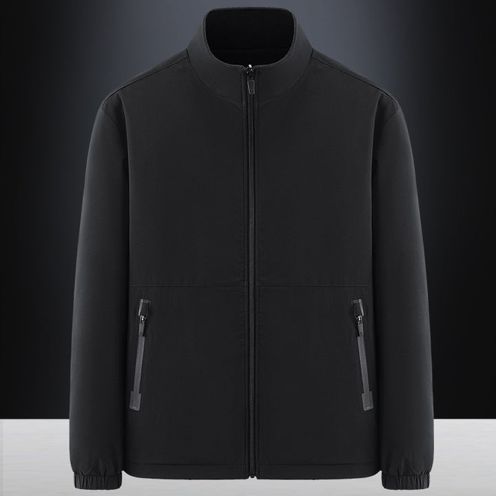 Men's minimalist technical all-weather softshell jacket with stand-up collar and water-repellent zippers Mune Fashion