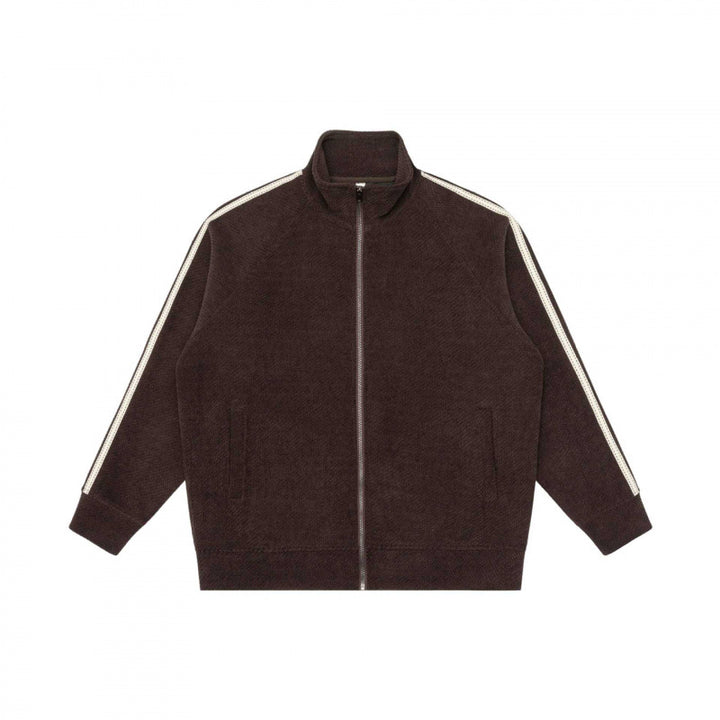 Unisex Oversize Teddy fleece Zipped jacket with stand-up collar and contrast stripes Mune Fashion