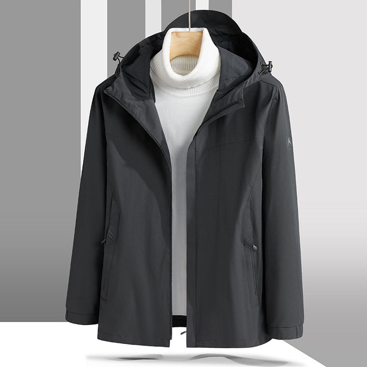 Men's Lightweight Technical Softshell Jacket with Adjustable Hood and Minimalist Athletic Fit Mune Fashion