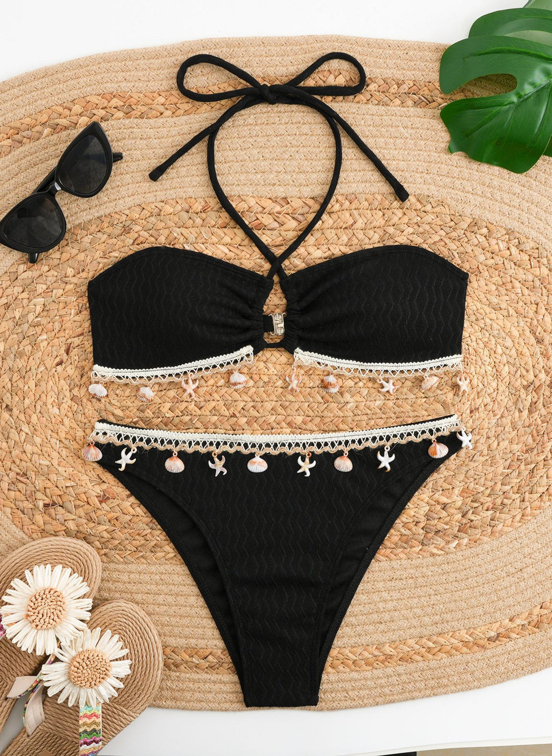 Ladies Bandeau Bikini with Shell Decoration Mune Fashion