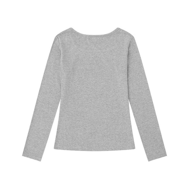 Women's long-sleeve shirt with round neckline, rhinestone print and angel motif Mune Fashion