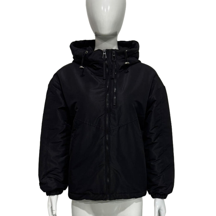 Women Padded Hooded Jacket with Drawstring, Double Front Zipper and Elastic Cuffs Mune Fashion