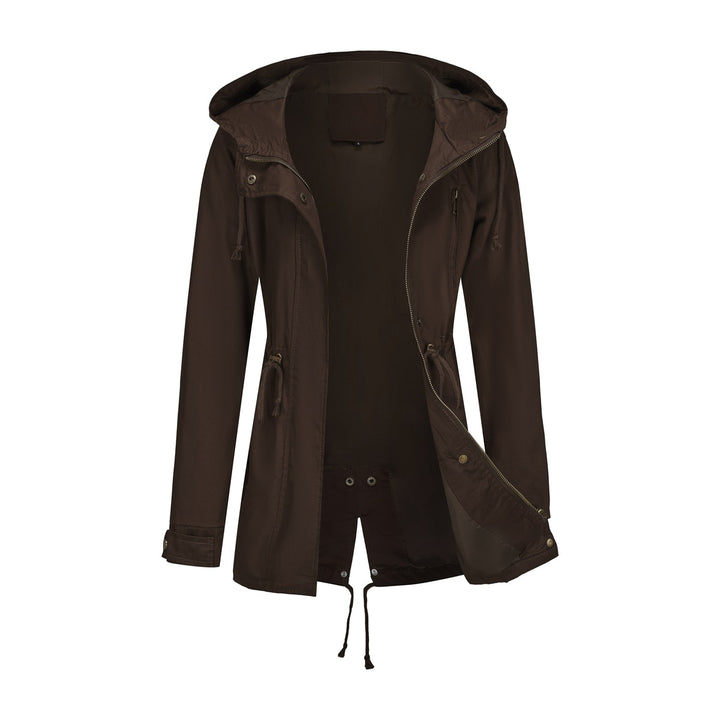 Women's slightly tailored light parka with hood drawstring and two-way zipper Mune Fashion