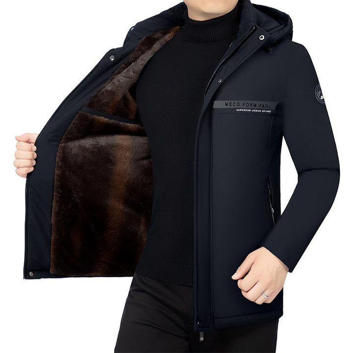Men's padded stand-up collar jacket with water-repellent surface and zippered pockets Mune Fashion