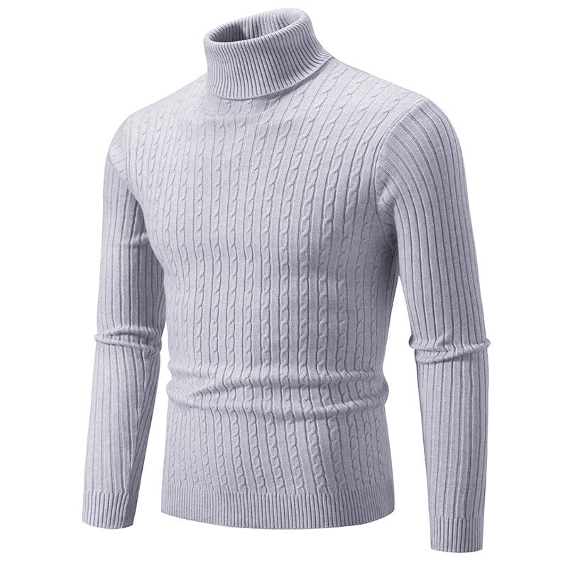 Men's turtleneck sweater with cable knit and slim fit Mune Fashion