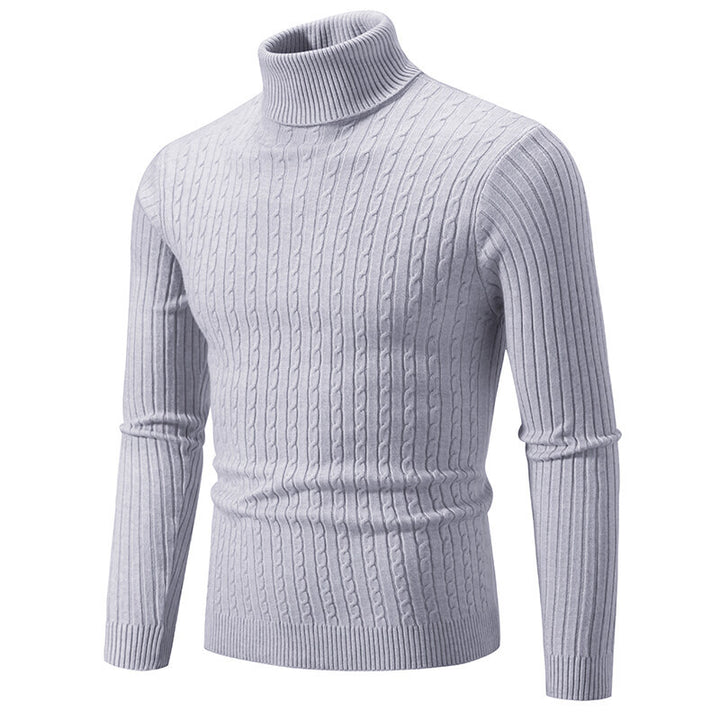 Men's turtleneck sweater with cable knit and slim fit Mune Fashion