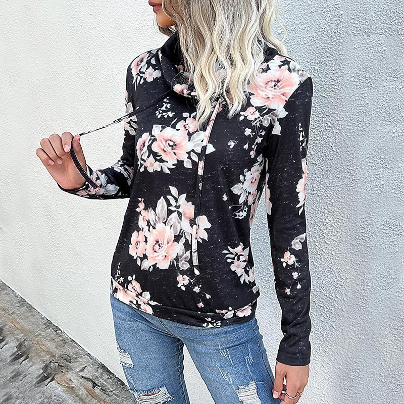 Women Floral Motif Hoodie Mune Fashion
