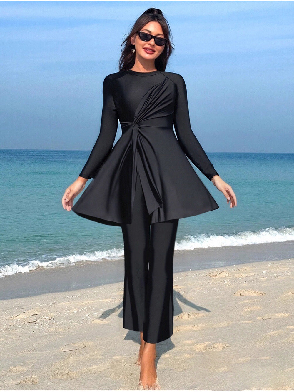 Women's Elegant Asymmetrical Swimsuit with Draping Mune Fashion