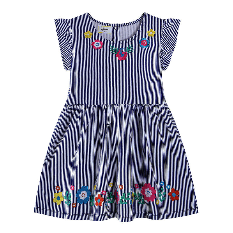 Girls Flower Embroidery Summer Dress Mune Fashion