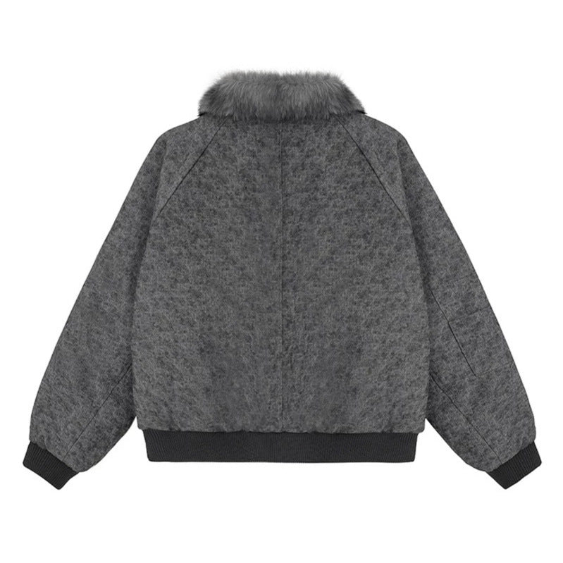 Women's padded bomber jacket with faux fur collar, oversized silhouette and sleeve zipper pocket Mune Fashion