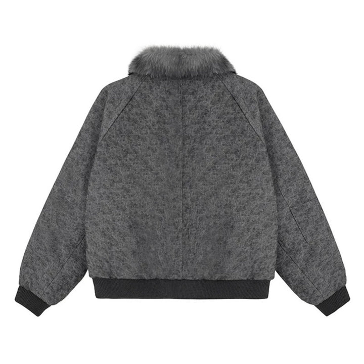 Women's padded bomber jacket with faux fur collar, oversized silhouette and sleeve zipper pocket Mune Fashion