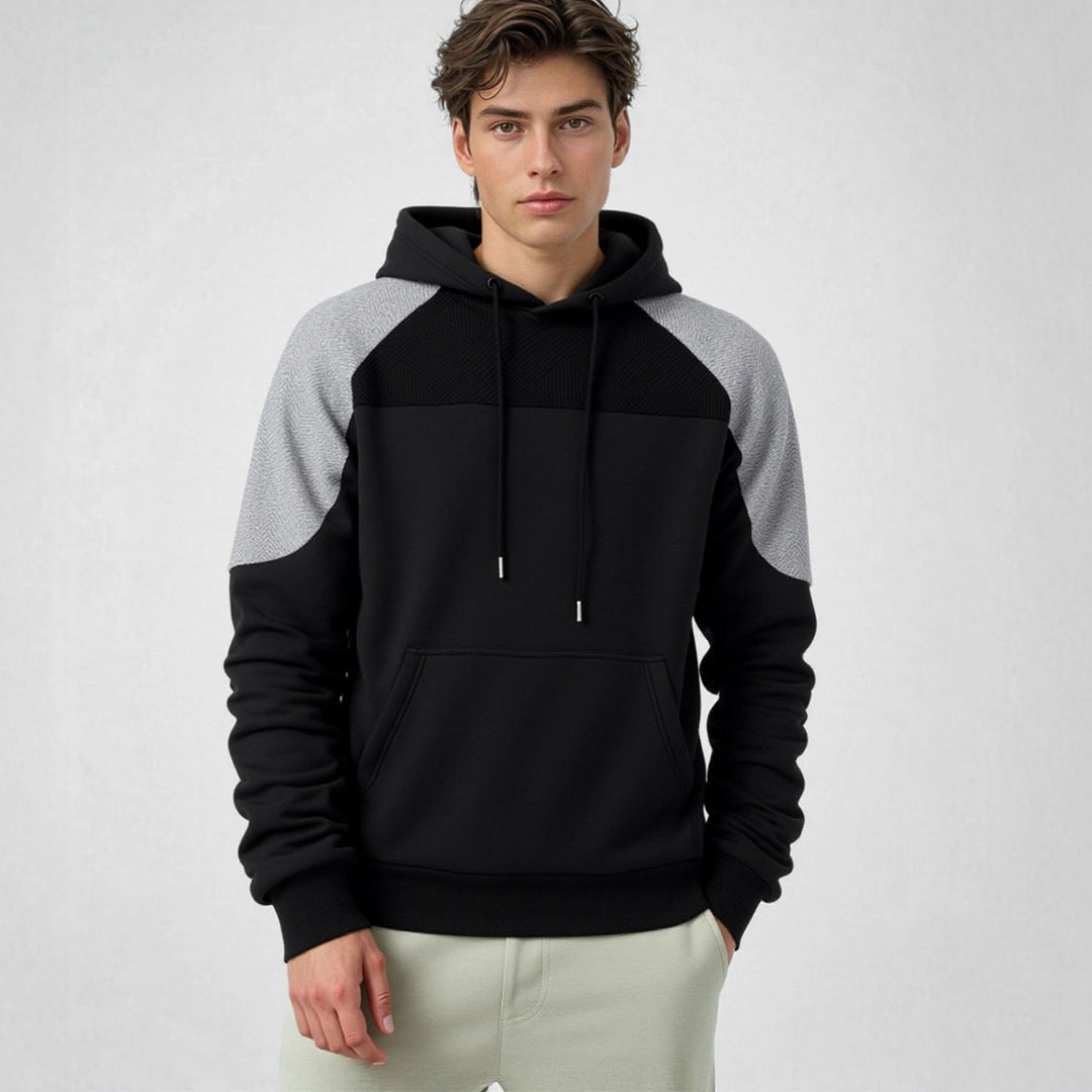 Men's hoodie with textured inserts and kangaroo pocket Mune Fashion