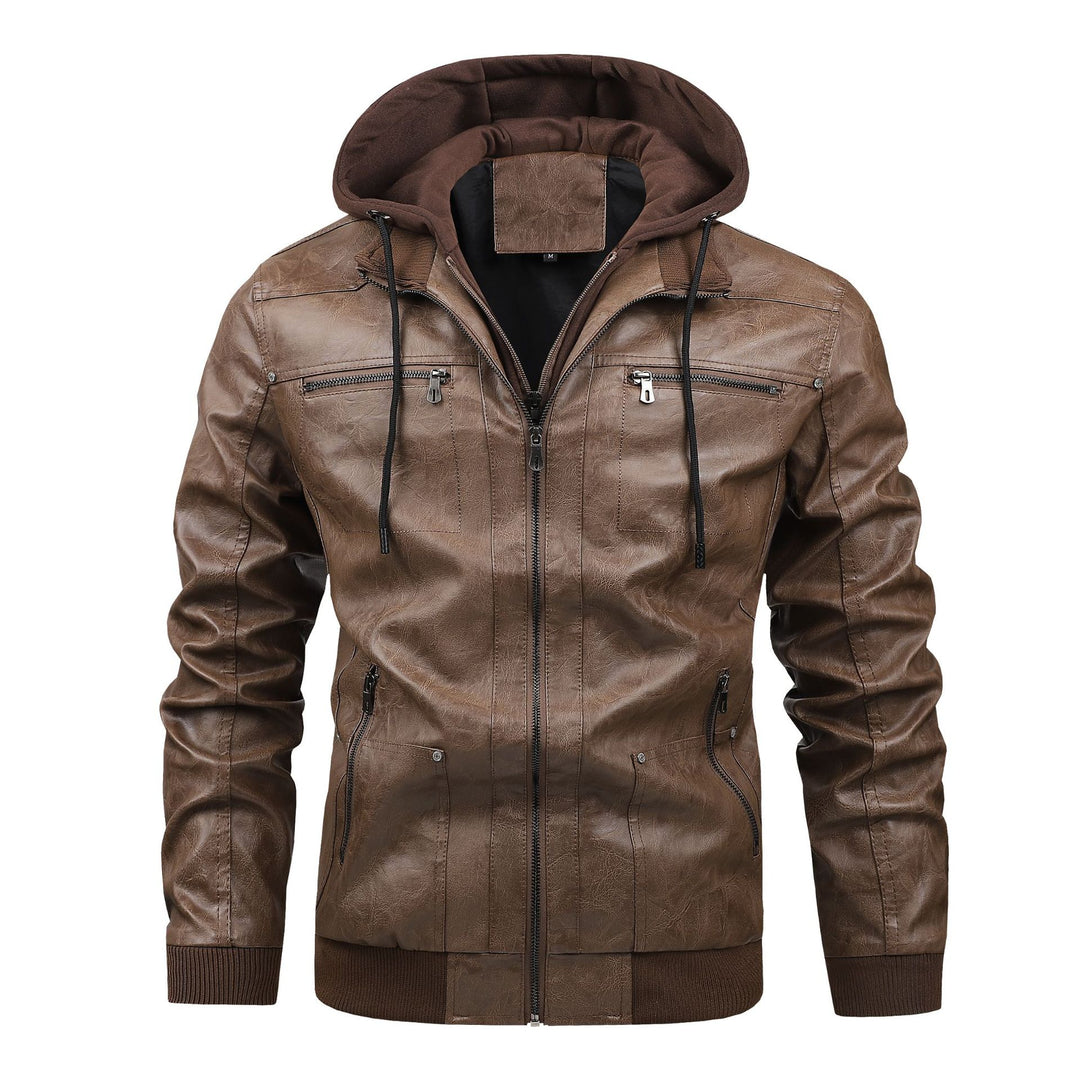 Men's Multifunctional Leather Jacket with Hood Mune Fashion