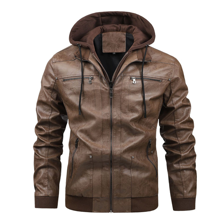 Men's Multifunctional Leather Jacket with Hood Mune Fashion