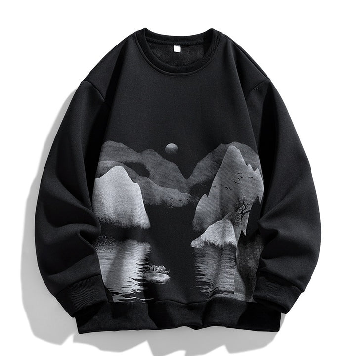 Unisex Oversize Sweatshirt with Brush Print & Ribbed Hem Mune Fashion