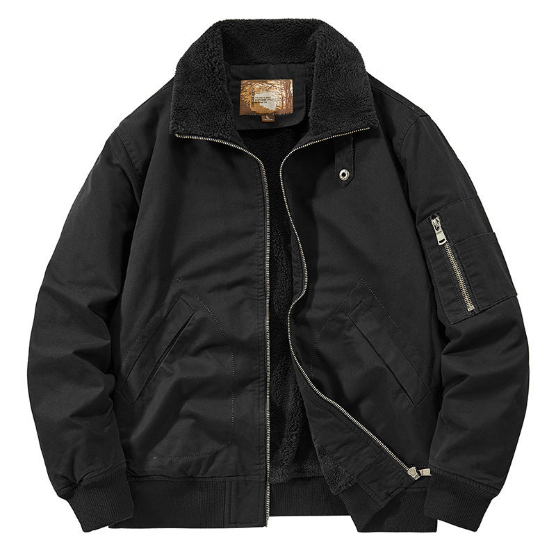 Men's teddy-lined pilot bomber jacket with sherpa lining and arm pocket Mune Fashion
