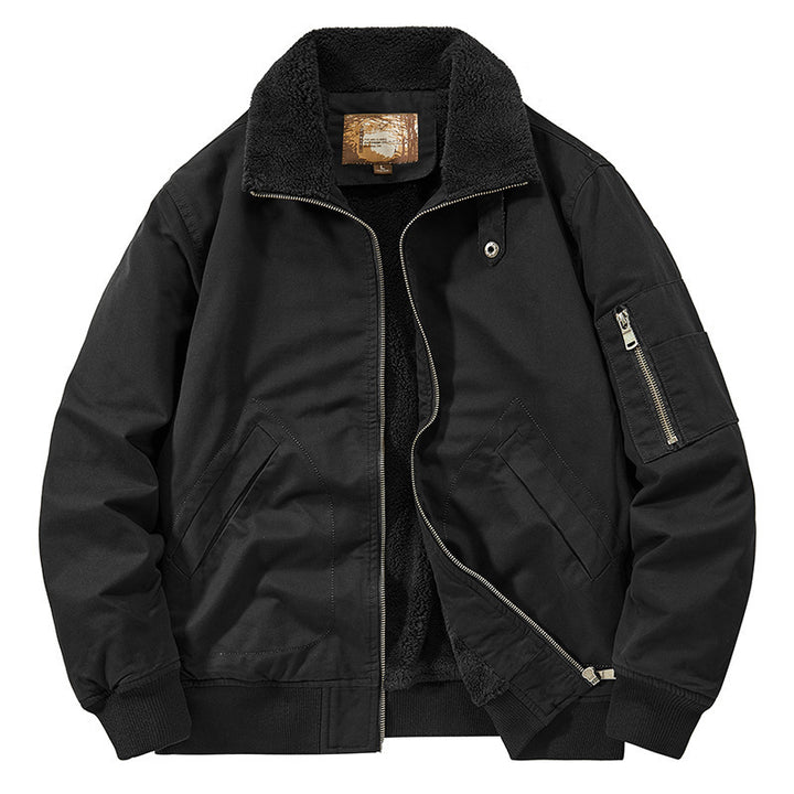 Men's teddy-lined pilot bomber jacket with sherpa lining and arm pocket Mune Fashion