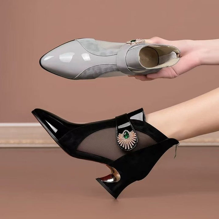 Women Elegant Ankle Boots with Transparent Inserts Mune Fashion