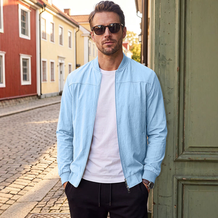 Men's lightweight bomber jacket with ribbed hem and full zip Mune Fashion