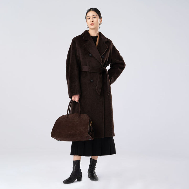 Women's Luxurious Double-Breasted Fleece Coat Mune Fashion