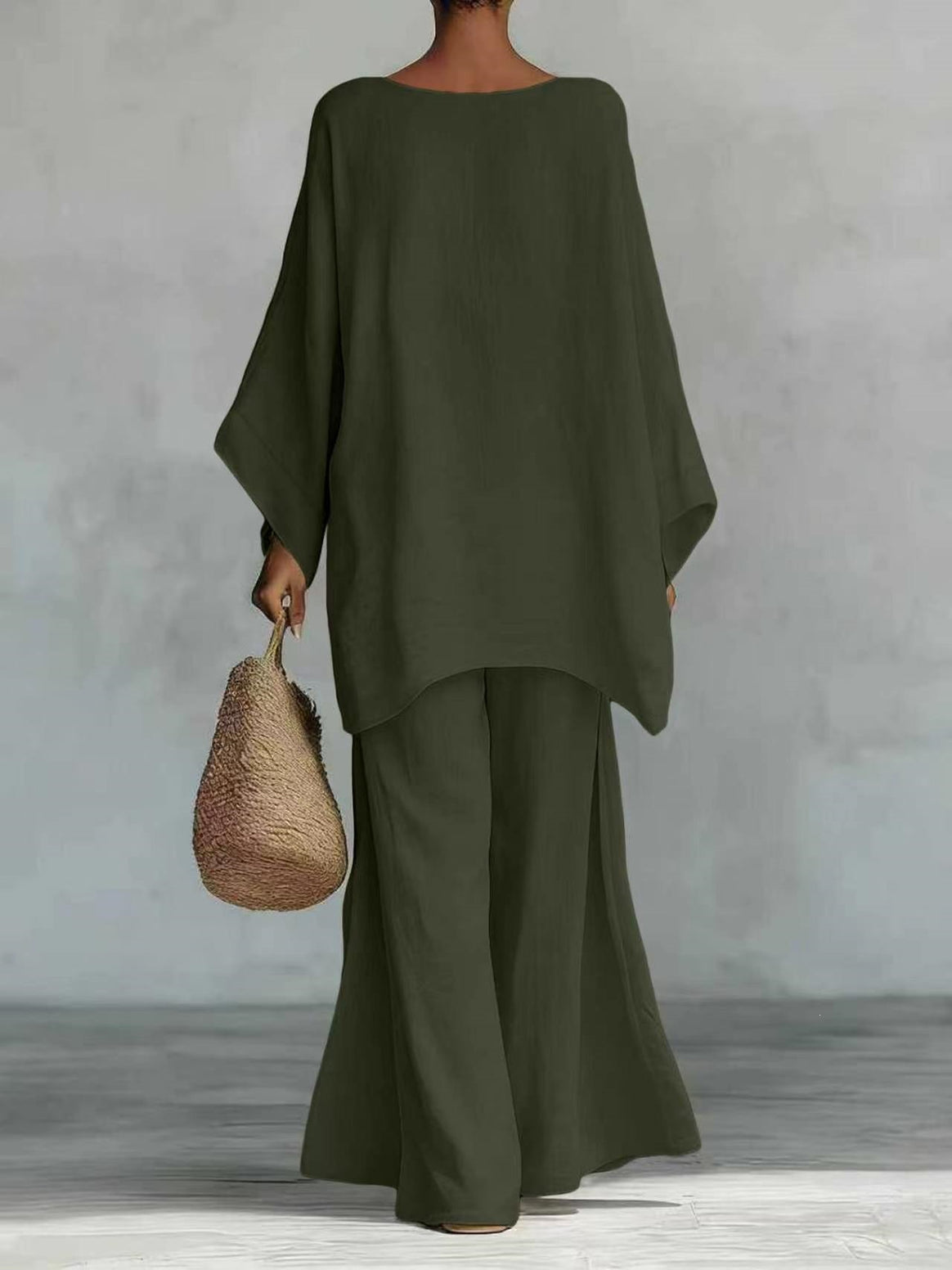 Women Casual Oversized Kaftan Top with Wide Palazzo Pants Mune Fashion
