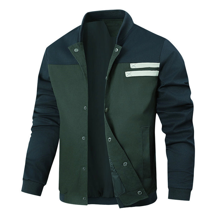 Men's sporty-elegant college jacket with button placket and contrasting inserts Mune Fashion