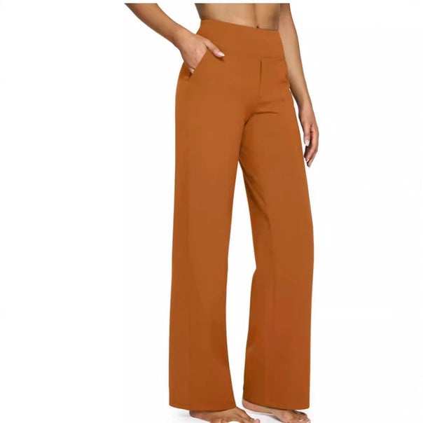 Women's Wide-Cut Lounge Pants with Elastic Waistband Mune Fashion