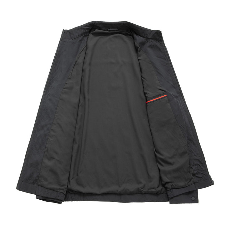 Men's Light Structured Transitional Jacket with Stand-Up Collar Water-Repellent Microfiber and Zipper Pockets Mune Fashion