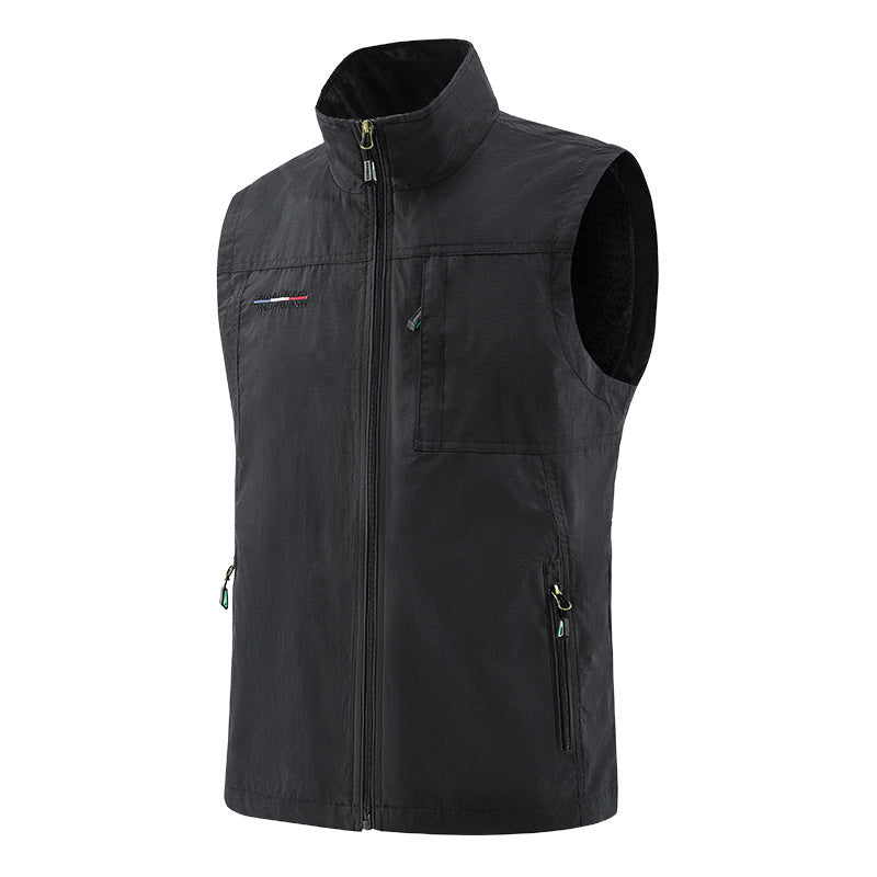 Men's lightweight windproof utility vest with zipper and stand-up collar Mune Fashion