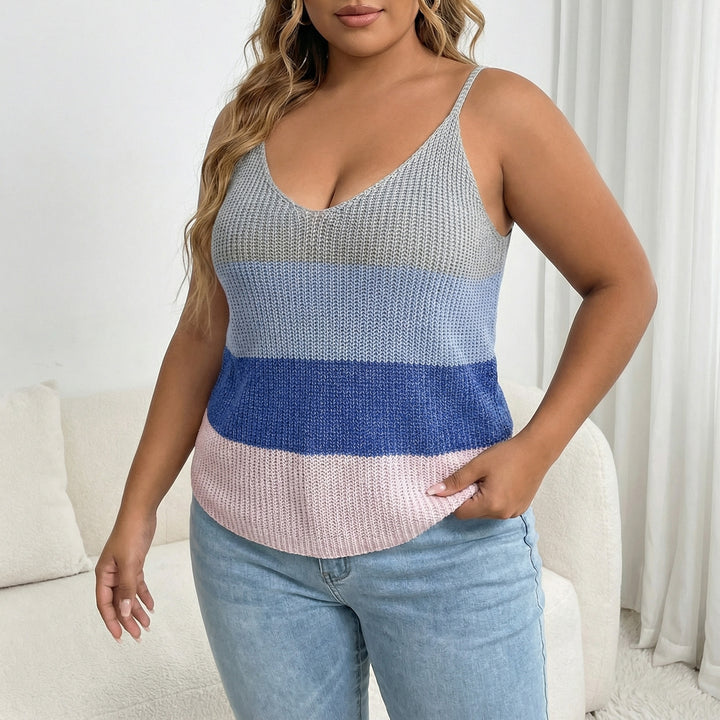Women's lightweight knit top with V-neck and colorful pattern Mune Fashion