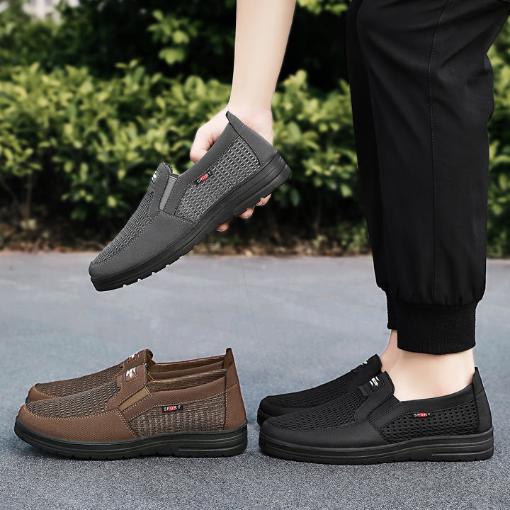 Men's breathable slip-on leisure shoe with knitted upper, elastic entry and shock-absorbing EVA sole Mune Fashion