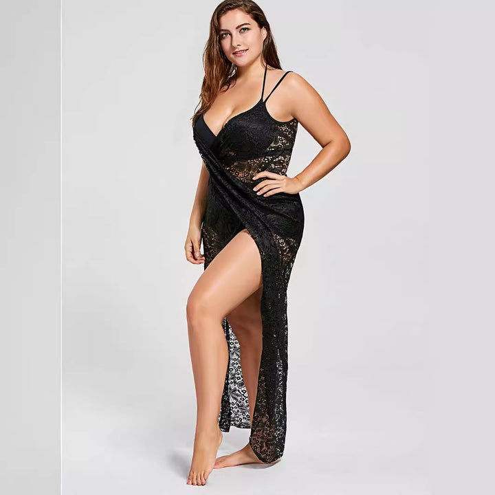 Women elegant transparent lace beach cover-up Mune Fashion
