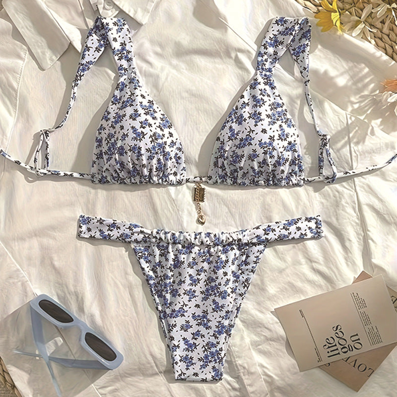 Women's triangle bikini with unique animal print and elegant ties Mune Fashion
