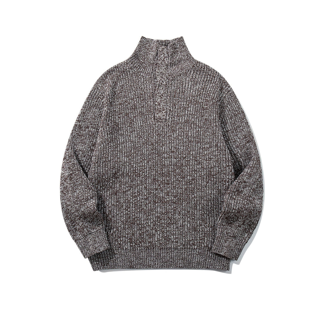 Unisex Chunky Knit Turtleneck Sweater with Half Button Placket Mune Fashion