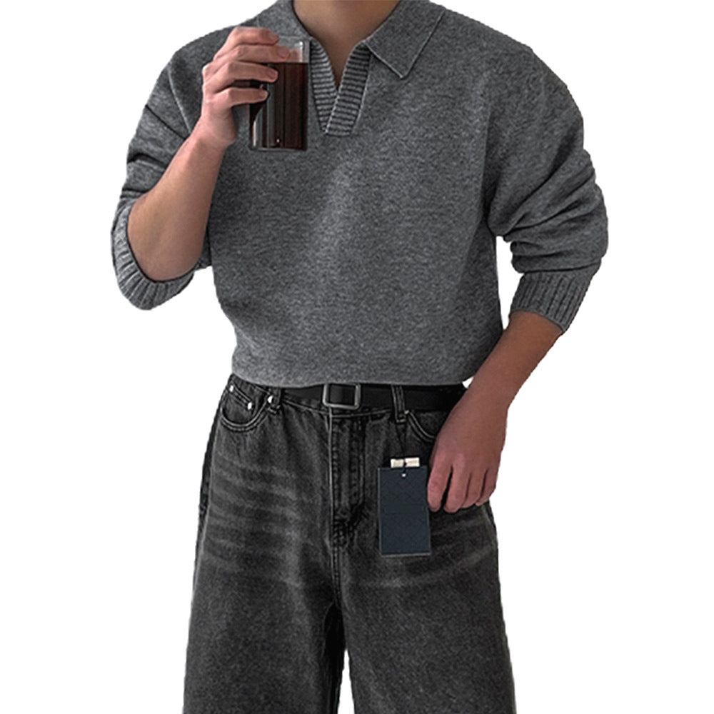 Men's Fashionable Chunky Knit Sweater with Stand-up Collar Mune Fashion