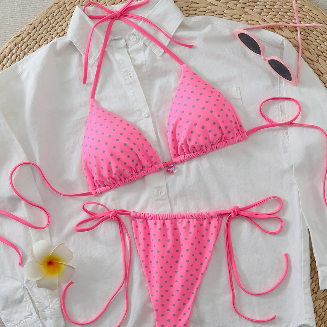 Women Triangle Bikini with playful dots and adjustable straps Mune Fashion