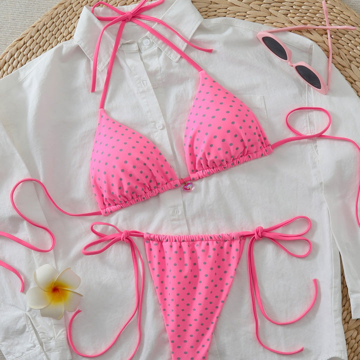 Women Triangle Bikini with playful dots and adjustable straps Mune Fashion