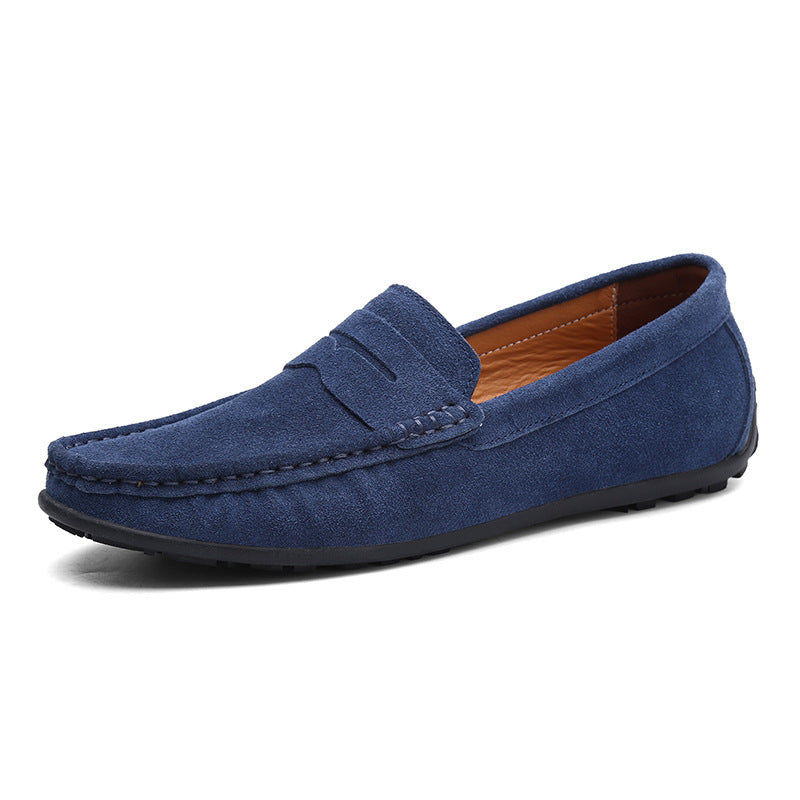 Men's elegant suede loafers with hand-stitched moccasin seam and non-slip rubber tread sole Mune Fashion