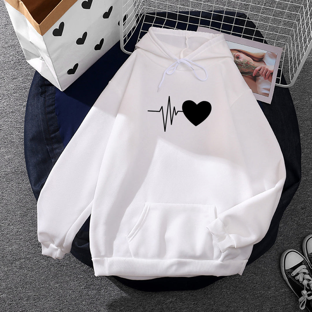 Women’s hoodie with finger heart print, oversized cut and kangaroo pocket Mune Fashion