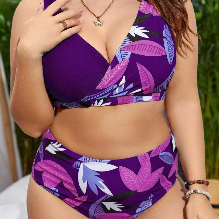 Women's High-Cut Bikini with Wrap Design and Floral Pattern Mune Fashion
