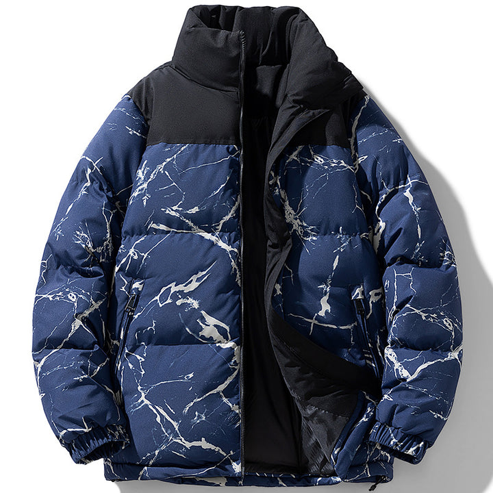 Men's Warm Quilted Jacket with High Collar