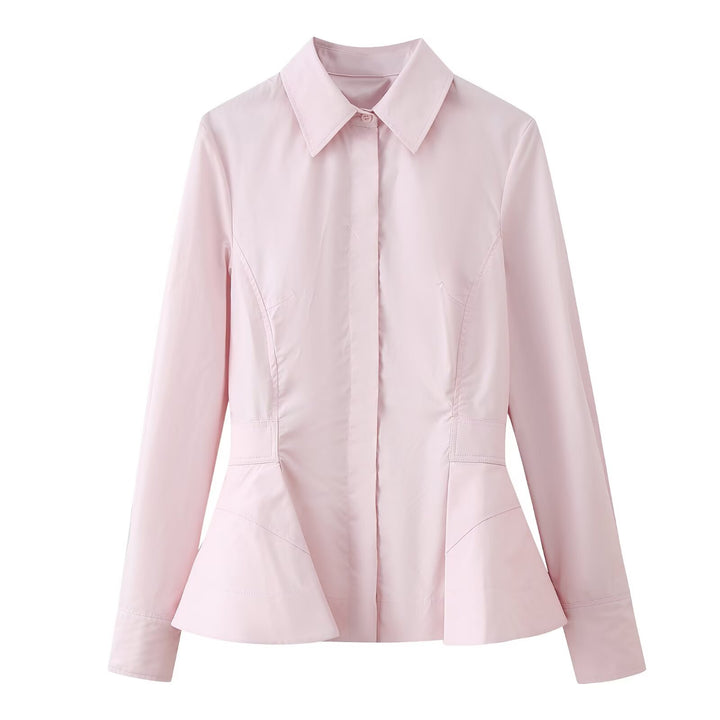 Women Tailored Short Blazer in Peplum Cut with Shirt Collar Mune Fashion