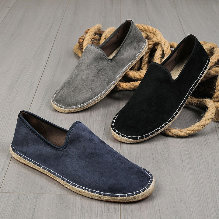 Men's espadrilles made of suede with braided jute trimming and slip-resistant rubber sole Mune Fashion