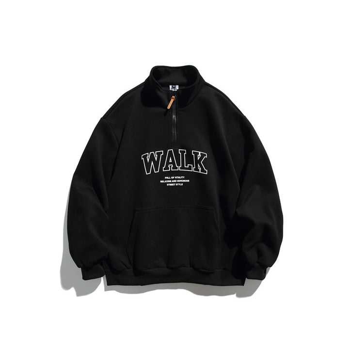 Unisex Oversize-Fleece-Halfzip-Sweatshirt with Stand-Up Collar and Kangaroo Pocket Mune Fashion